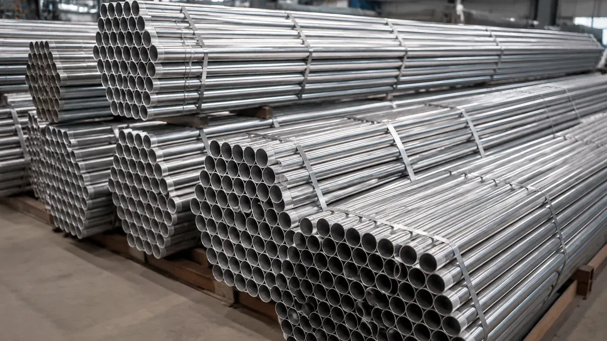Illustrative bundles of polished stainless steel pipe and tube